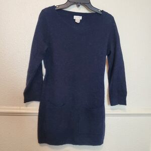 Club Monaco Sweater Tunic Dress Navy Blue Knit XS